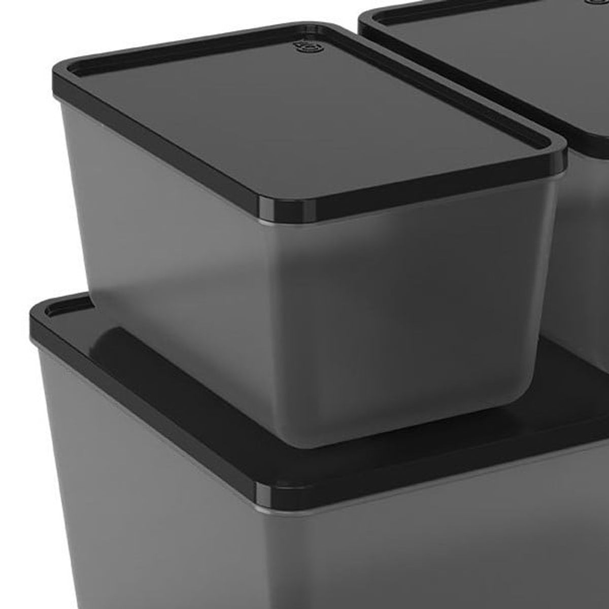 COZA - JUEGO 3PZS CONTENEDORS 600ML-600ML-220L DE PLASTICO BASIC NEGRO 99284-0087