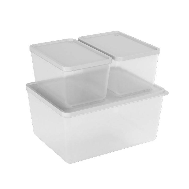 COZA - JUEGO 3PZS CONTENEDORS 600ML-600ML-220L DE PLASTICO BASIC NATURAL 99284-0001