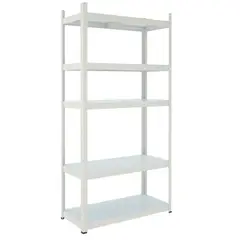 METALBREIN - Estante Metálico 180x90x40 Blanco bandeja metálica - 5 niveles
