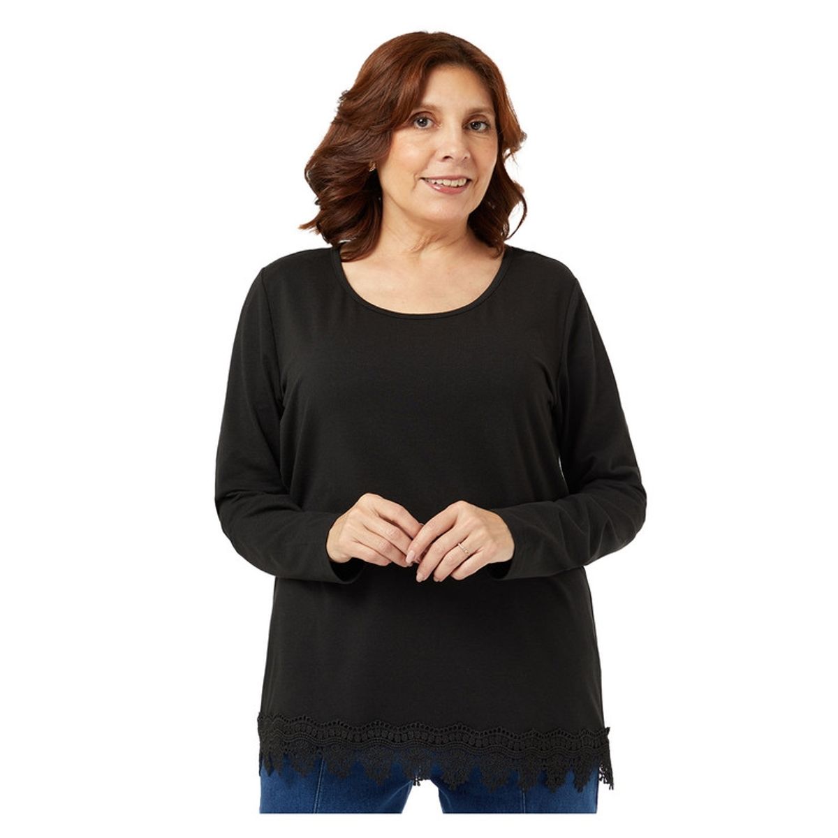 FASHION'S PARK - Polera Mujer Detalle Macramé Negro Fashion's Park