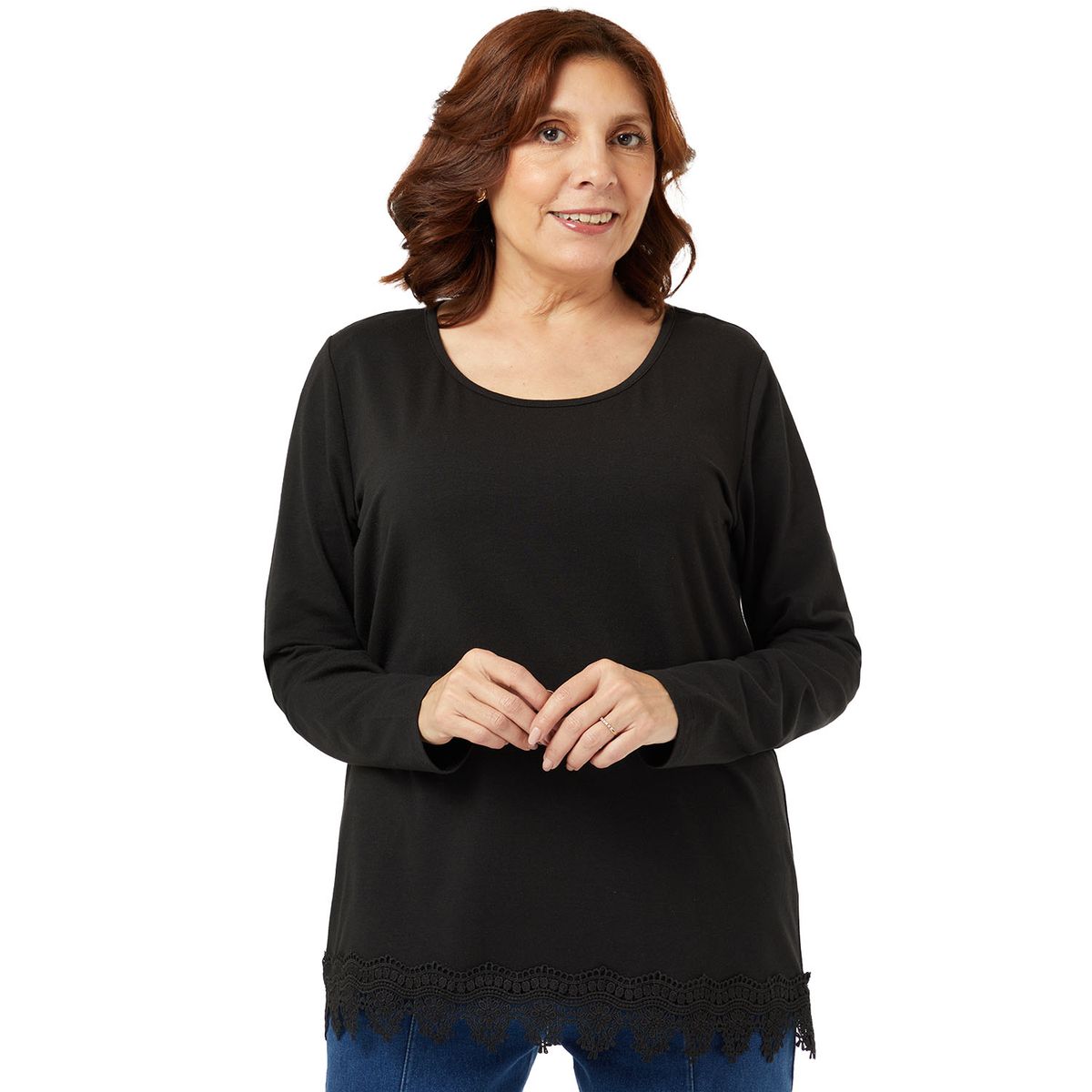 FASHION'S PARK - Polera Mujer Detalle Macramé Negro Fashion's Park
