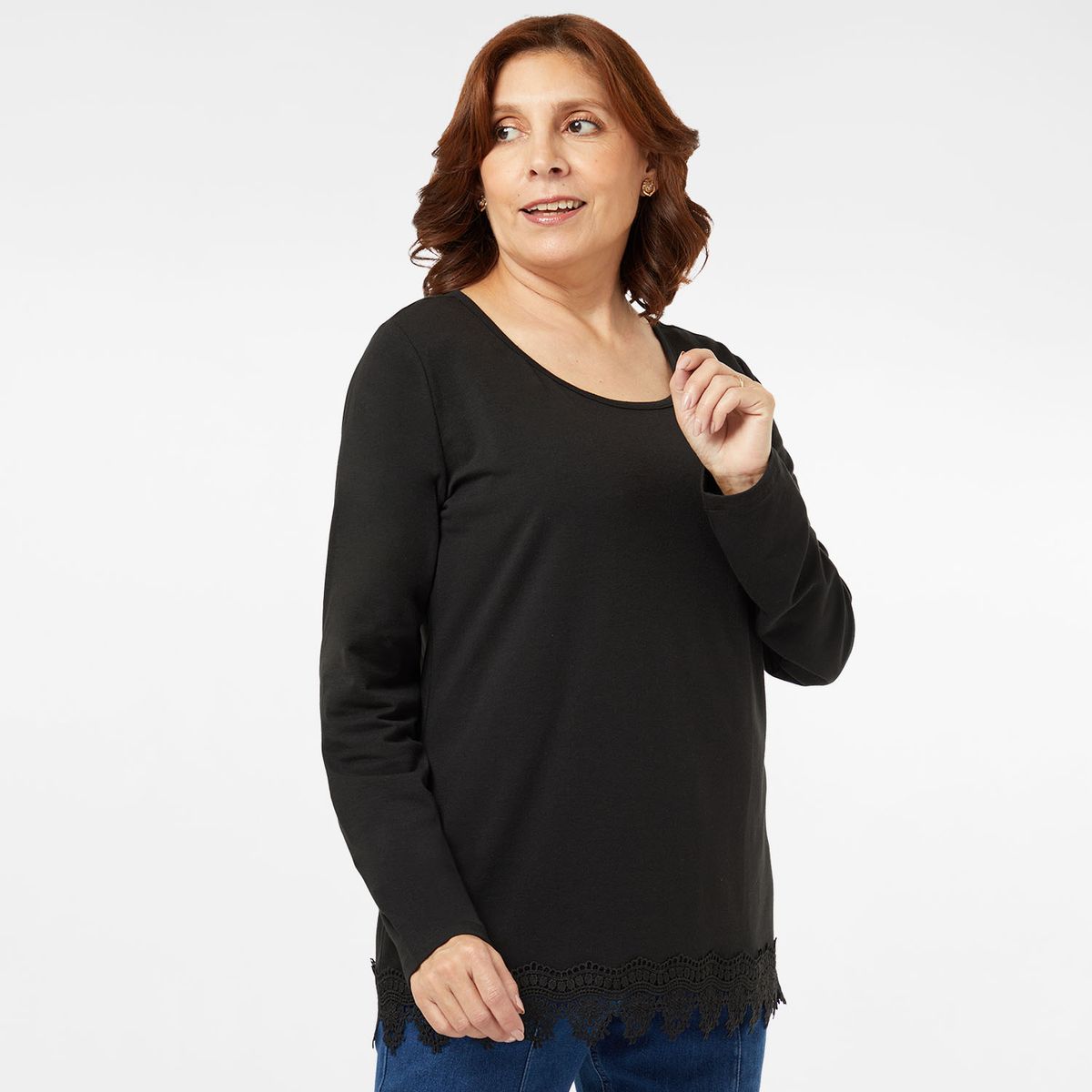 FASHION'S PARK - Polera Mujer Detalle Macramé Negro Fashion's Park