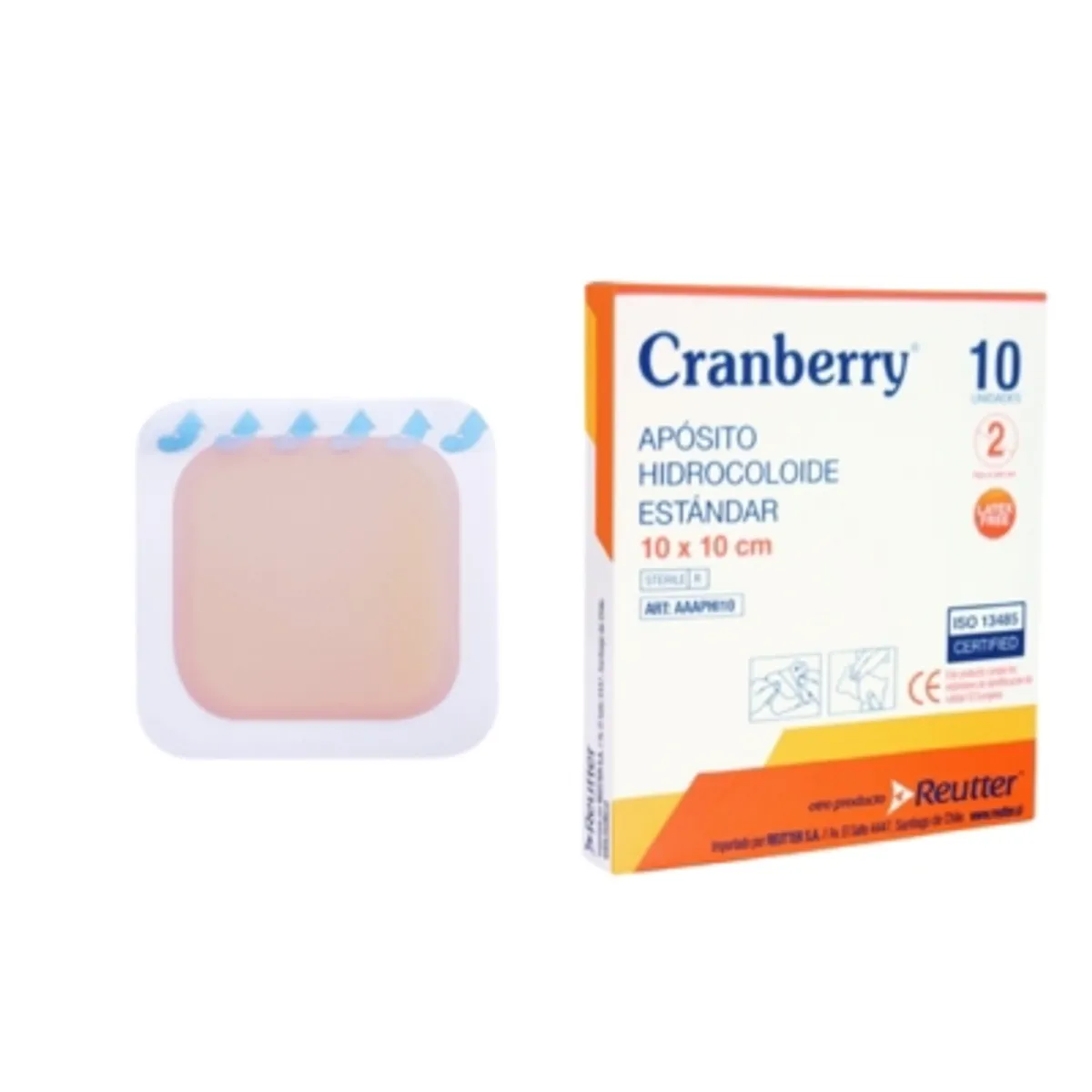 CRANBERRY - Apósito Hidrocoloide Estándar 10x10 Cm - Caja X10 Unidades