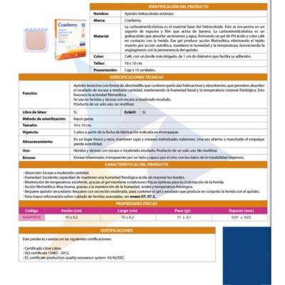 Imagen 2 del producto Apósito Hidrocoloide Estándar 10x10 Cm - Caja X10 Unidades