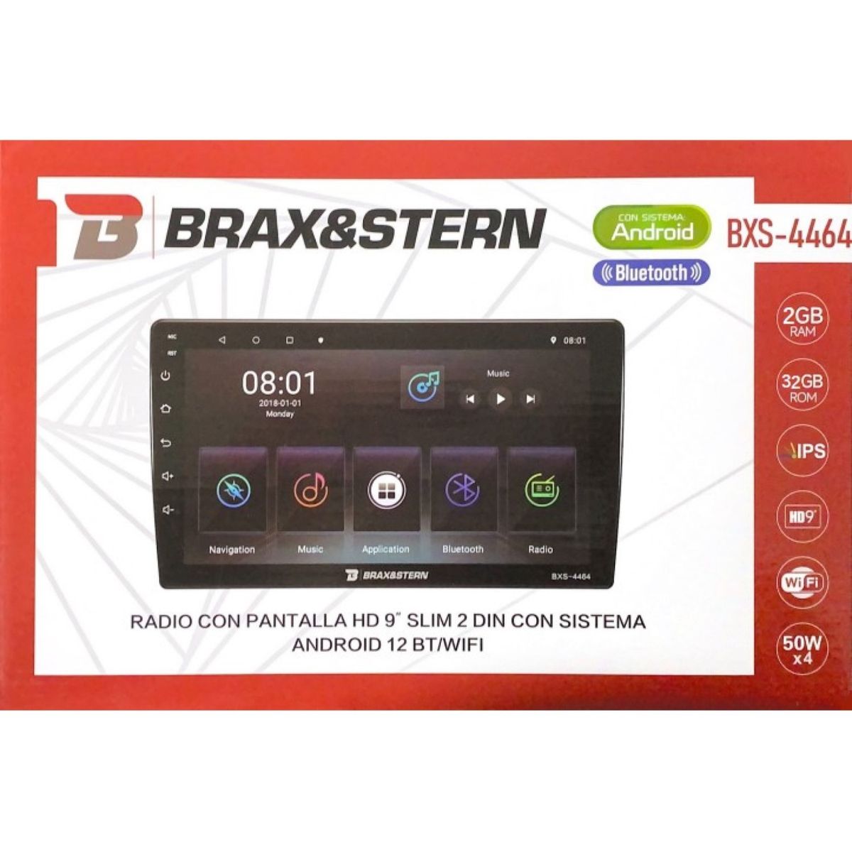 BRAXYSTERN - Radio Auto Android 2 Din Hd 9'' 2gb Ram Wifi Gps Bxs-4464