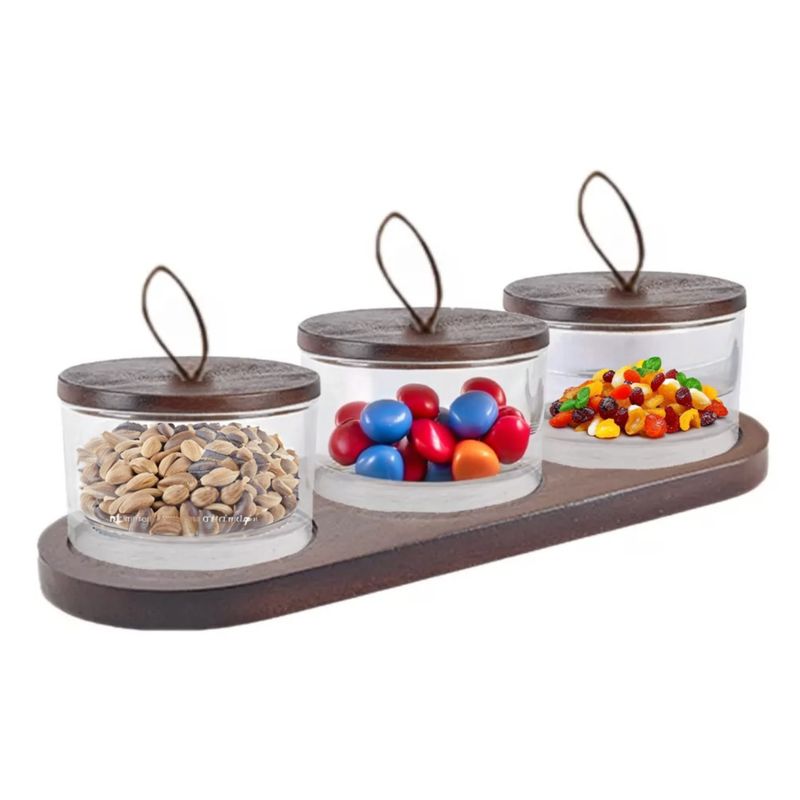 SANTU HOME & DECO - Set 3 Contenedores Recipientes Especieros Con Soporte