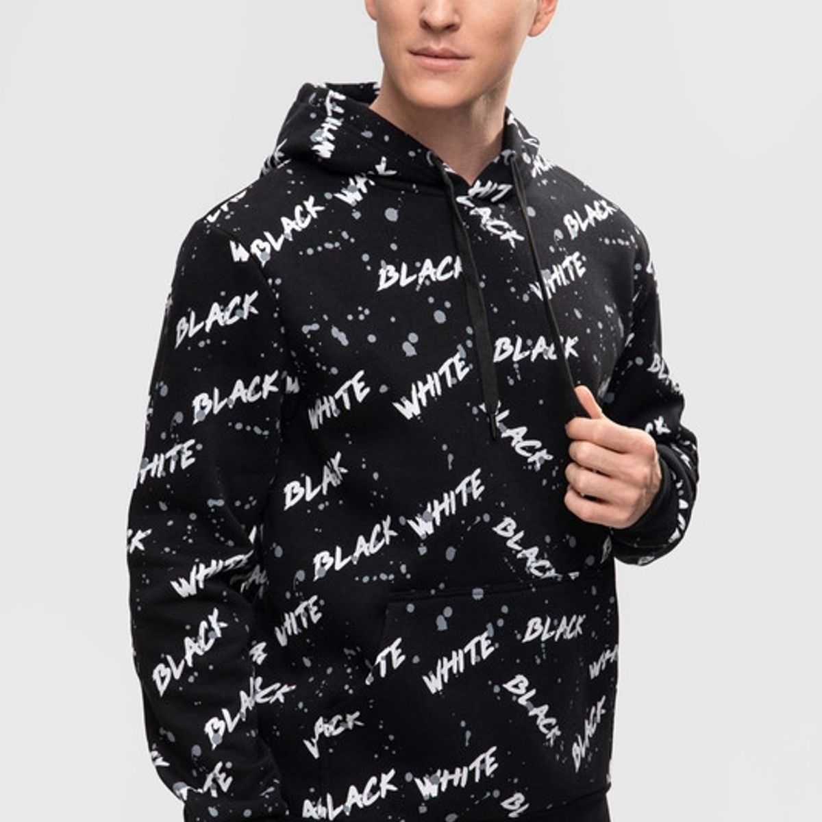 FASHION'S PARK - Polerón Hombre Hoodie Manchas Gris