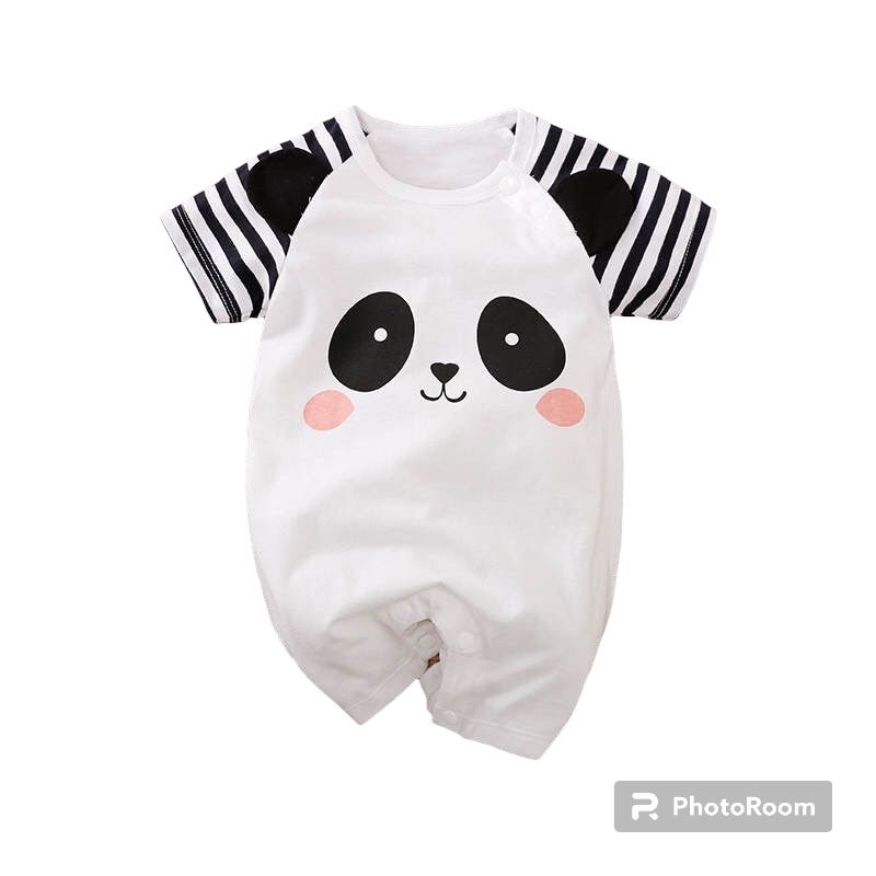 ANGO - Enterito VERANO bebé Algodón PANDA BLANCO