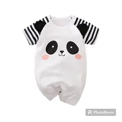 ANGO - Enterito VERANO bebé Algodón PANDA BLANCO