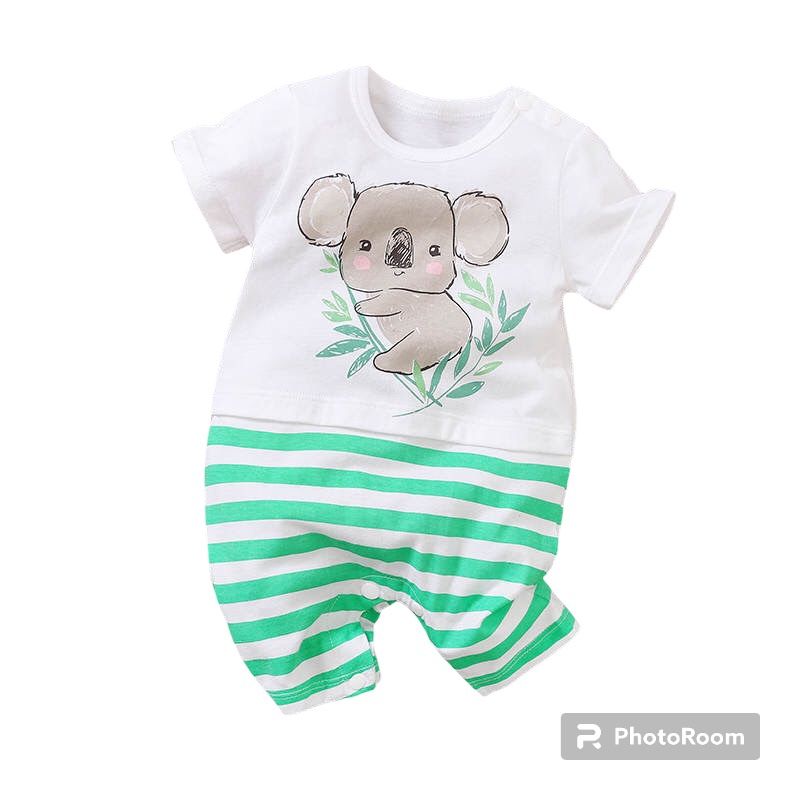 ANGO - Enterito VERANO bebé Algodón KOALA RAYAS VERDE