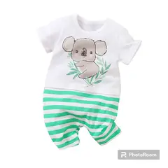 ANGO - Enterito VERANO bebé Algodón KOALA RAYAS VERDE