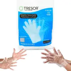 GENERICO - Guantes Desechables Multiusos Polietileno - 100 Un. Tresor
