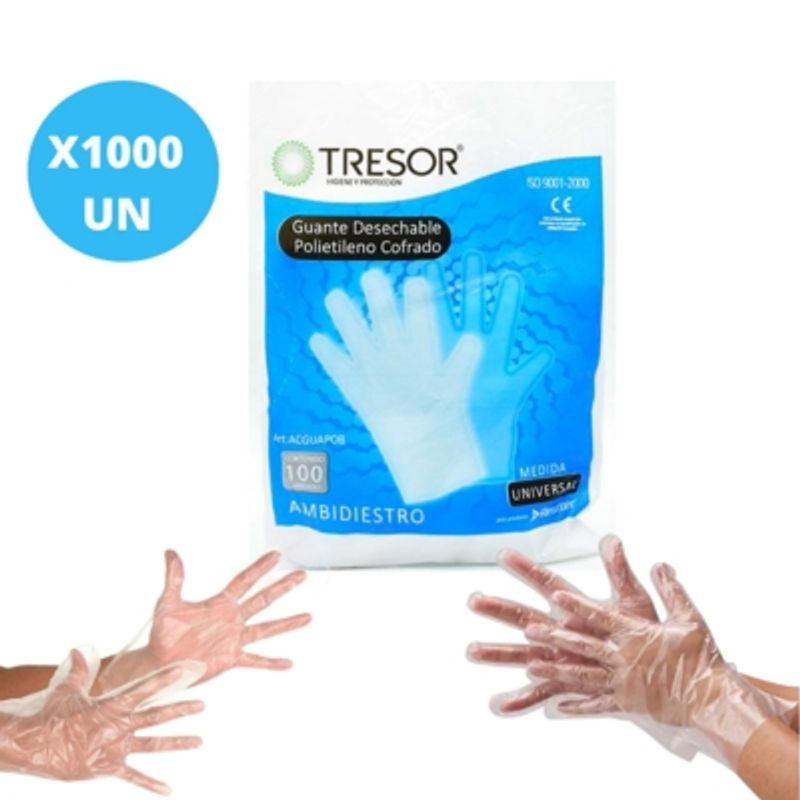 GENERICO - Guantes Desechables Multiusos Polietileno - 1000 Un. Tresor