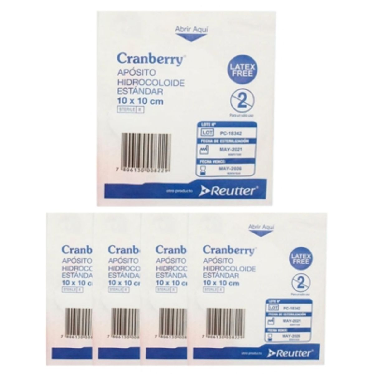 CRANBERRY - Apósito Hidrocoloide Estándar 10x10 Cm - Pack X5 Unidades