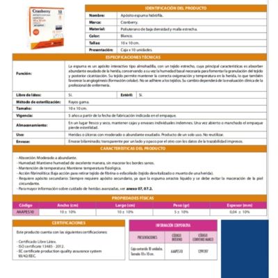 Imagen 2 del producto Apósito Espuma Hidrófila 10x10 Cm - Caja X10 Unidades