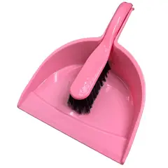 OEM - RECOGEDOR DE MANO MAS CEPILLO ROSADO