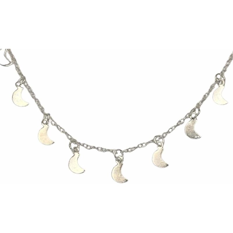 GENERICO - Collar Cadena Juvenil Lunas Colgantes Plata Ley 925 Estuche