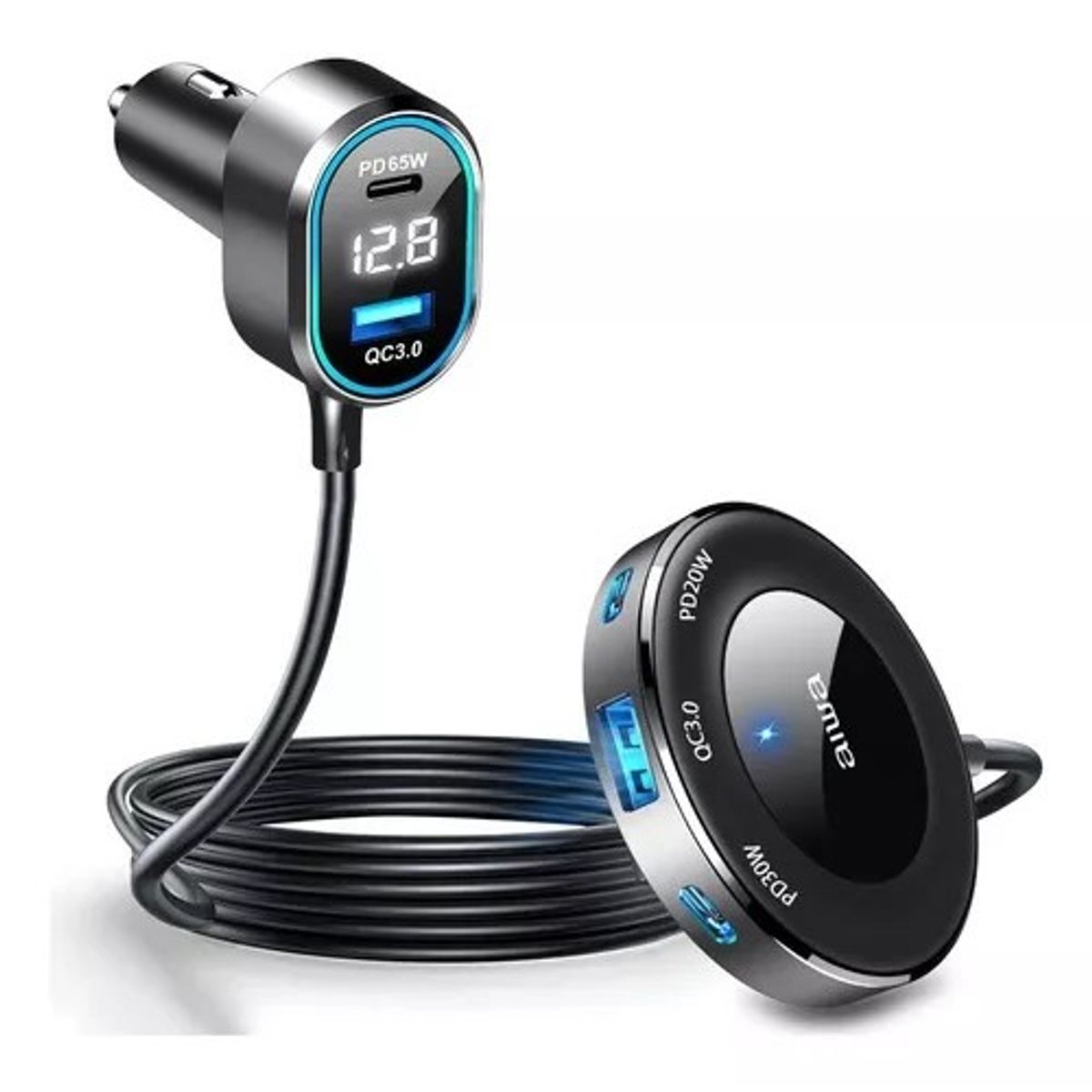AIWA - Cargador Aiwa Usb Rápido Auto Extensión Pasajeros Traseros