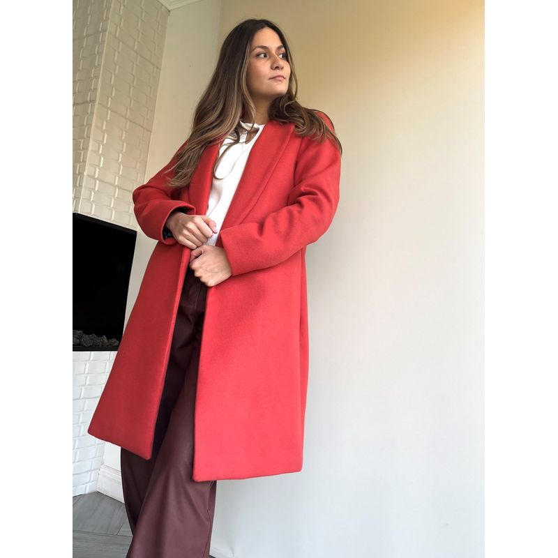 MARA MORE - AB15010 ABRIGO NARANJO LARGO OVERSIZE.