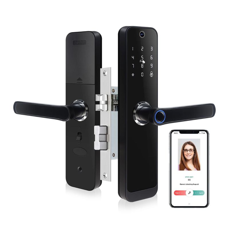 SMART LIFE - Cerradura Wifi Inteligente Con Cámara HR07-P Con Lector De Huella