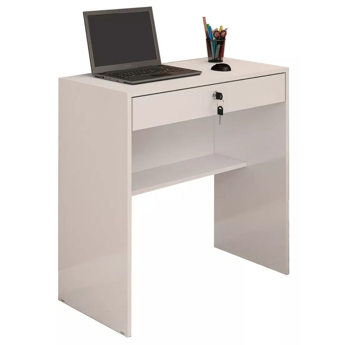 TODODESCUENTO - Escritorio Slim 1 Cajon, Home Office, Dormitorio- Blanco