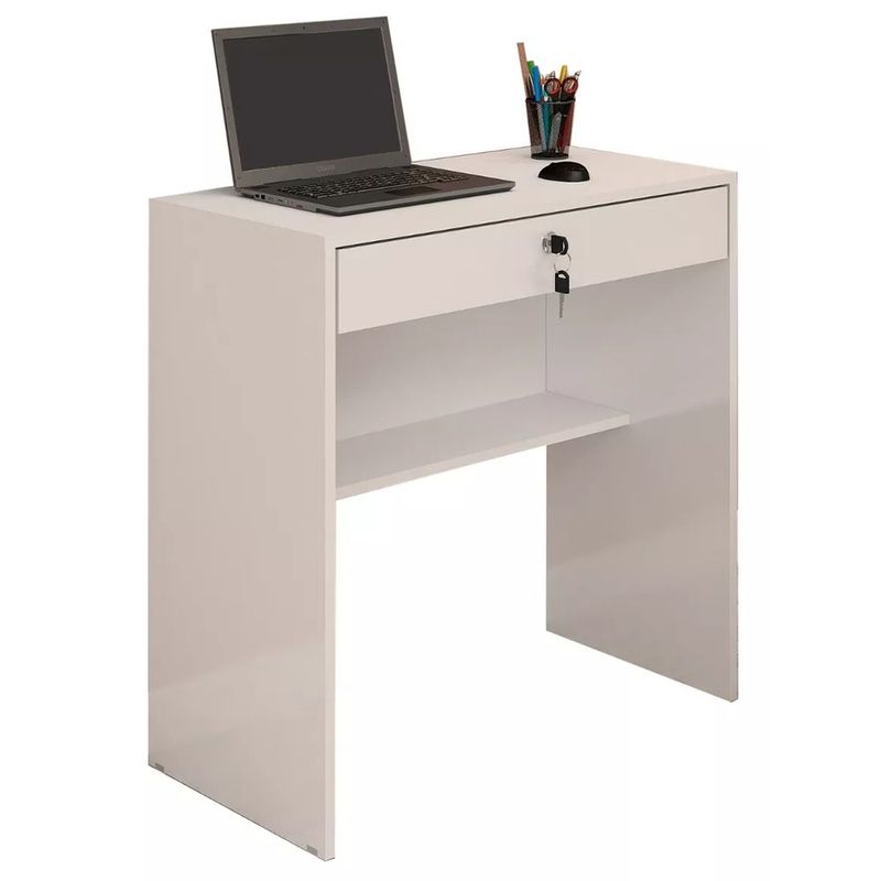 TODODESCUENTO - Escritorio Slim 1 Cajon, Home Office, Dormitorio- Blanco