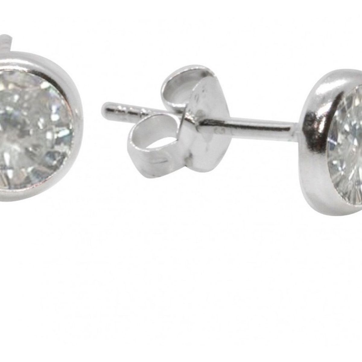 GENERICO - Aros Punto De Luz En Plata Italiana Ley 925 Circón Suizo 7mm