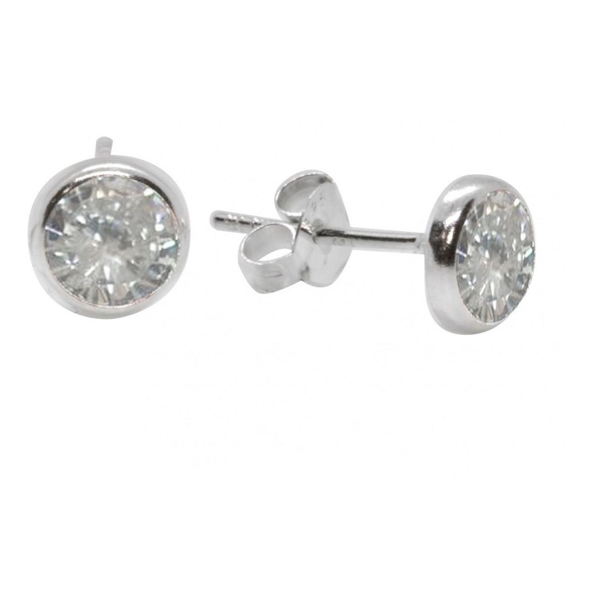 GENERICO - Aros Punto De Luz En Plata Italiana Ley 925 Circón Suizo 7mm