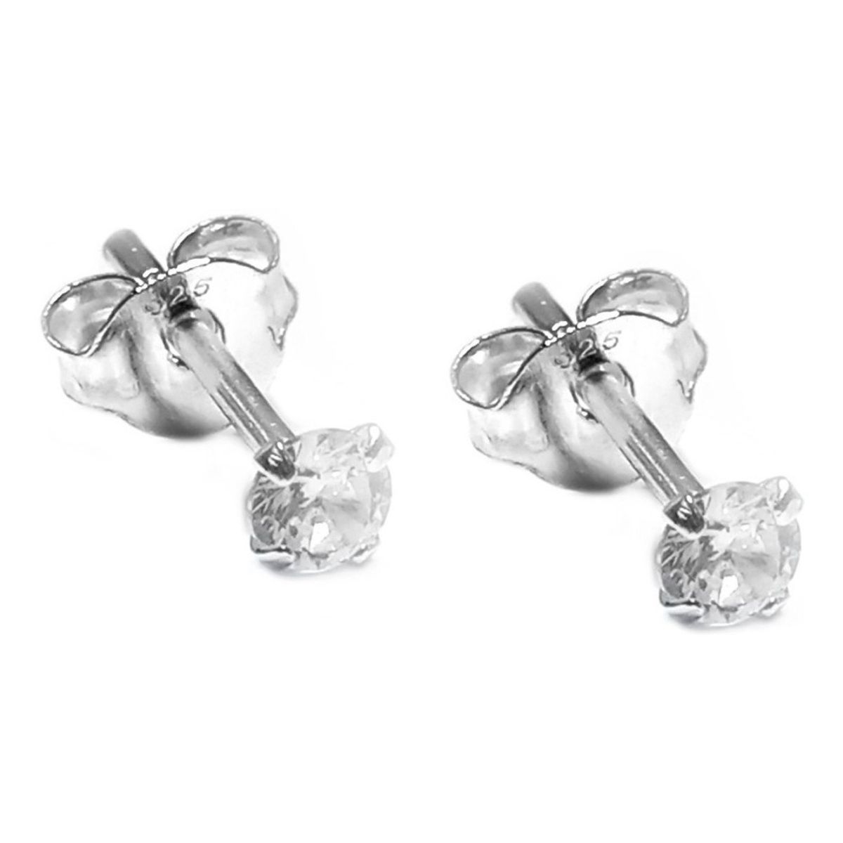 GENERICO - Aros Punto De Luz Pequeños 3 Mm Plata 925 Mas Estuché Regalo