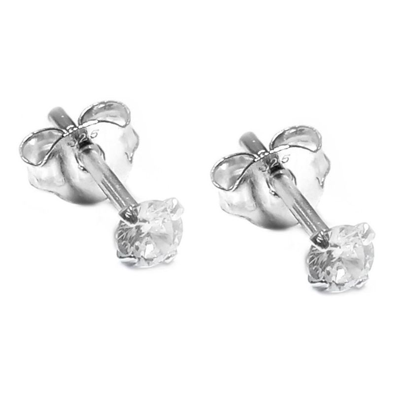 GENERICO - Aros Punto De Luz Pequeños 3 Mm Plata 925 Mas Estuché Regalo