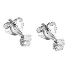 GENERICO - Aros Punto De Luz Pequeños 3 Mm Plata 925 Mas Estuché Regalo