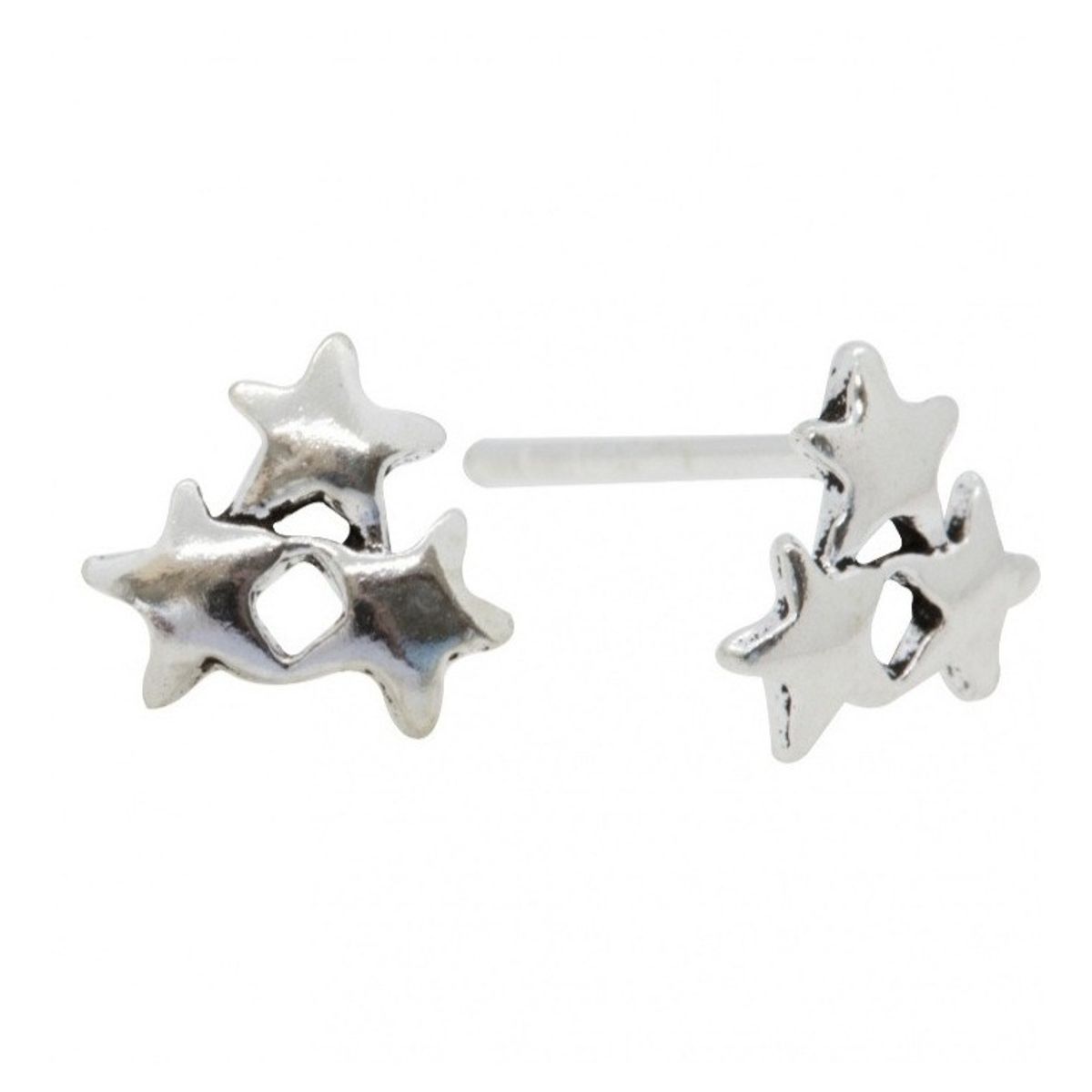 GENERICO - Aros Triple Estrella Plata Ley 925 Mas Estuche Regalo
