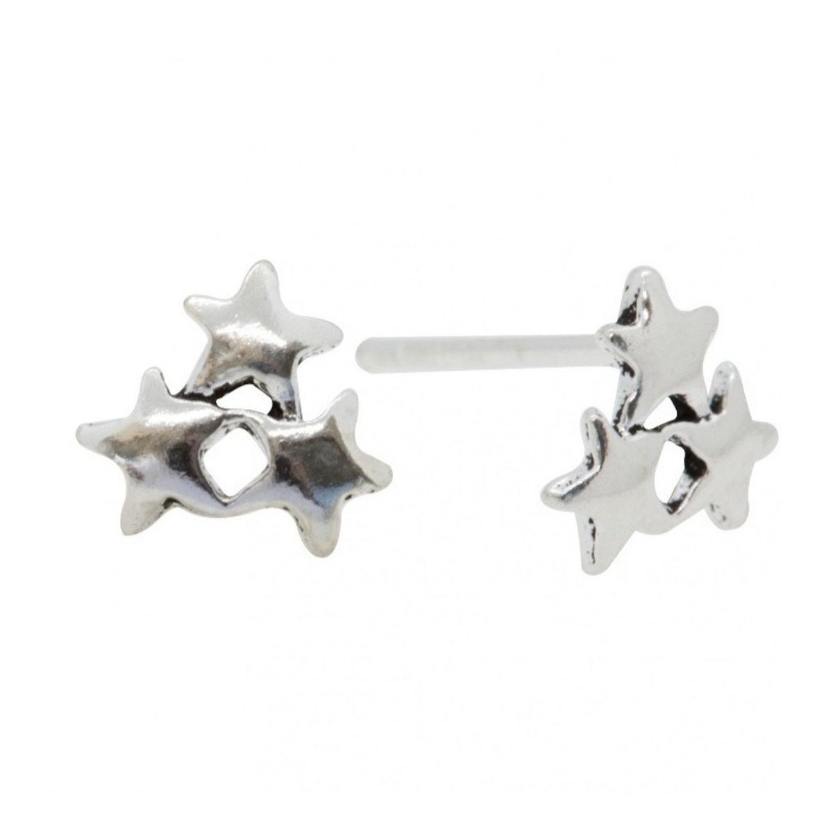 GENERICO - Aros Triple Estrella Plata Ley 925 Mas Estuche Regalo