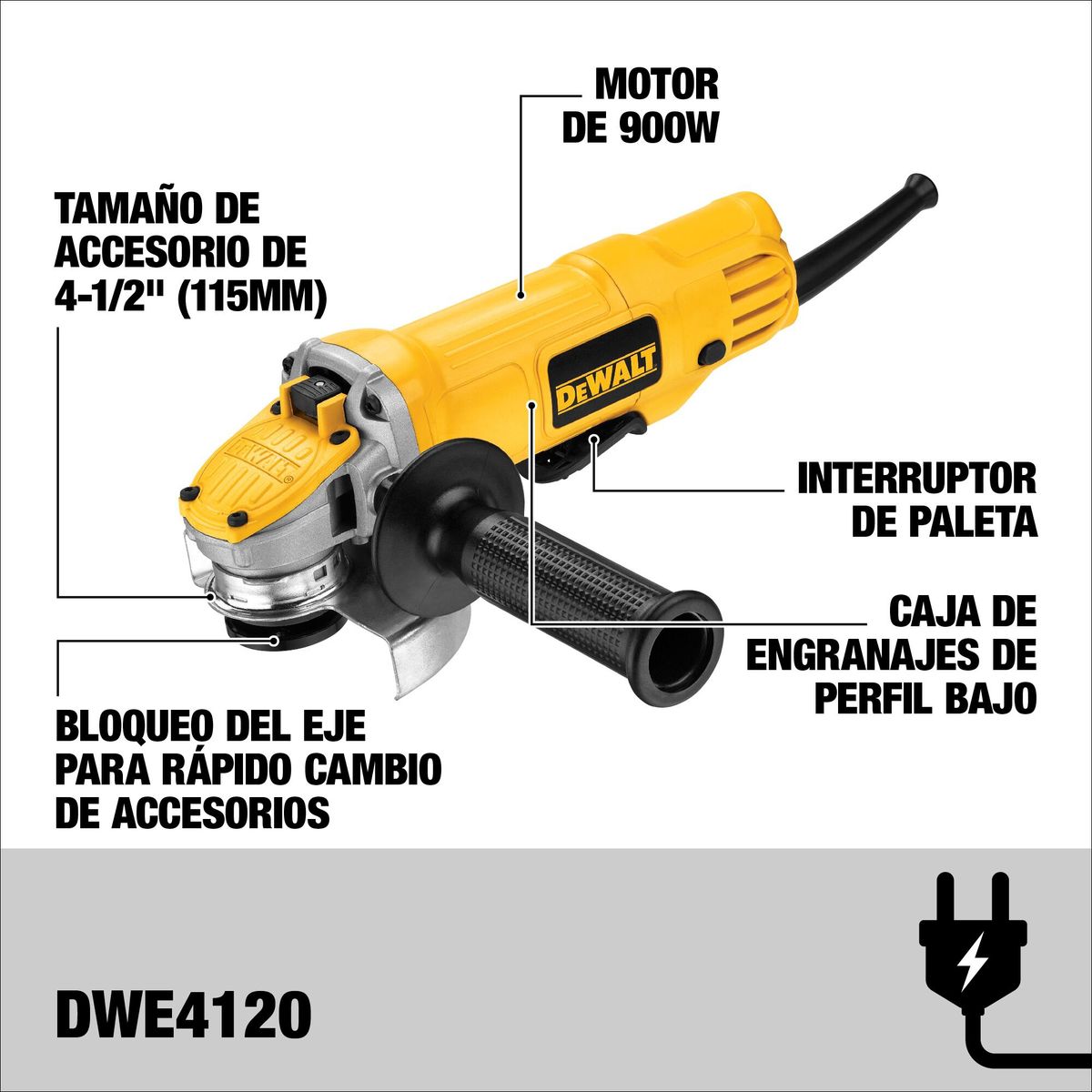 DEWALT - Esmeril Angular 4-1/2" 900W DEWALT DWE4120-B2