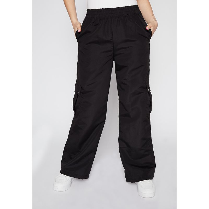 FAMILY SHOP - Pantalon Mujer De Buzo Wide Leg Negro Family Shop