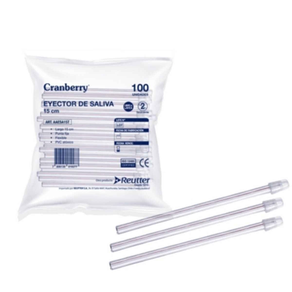 CRANBERRY - Eyector De Saliva Cranberry 15cm Transparente-bolsa 100 Un.