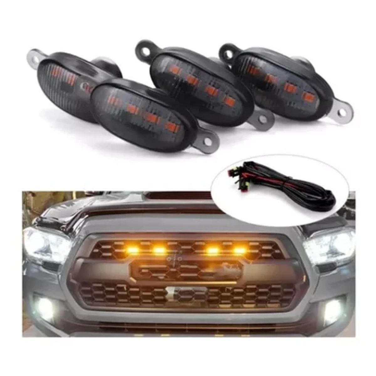 GENERICO - Pack X4 Luces Led Estilo Raptor Parachoque Rejilla