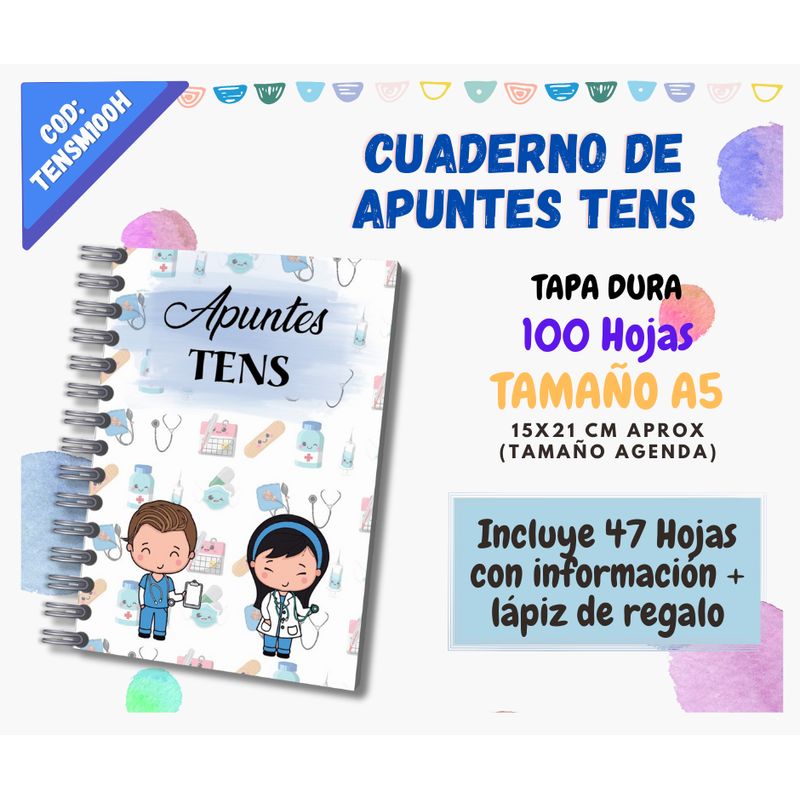 GENERICO - CUADERNO DE APUNTES TENS A5 - 100 HOJAS