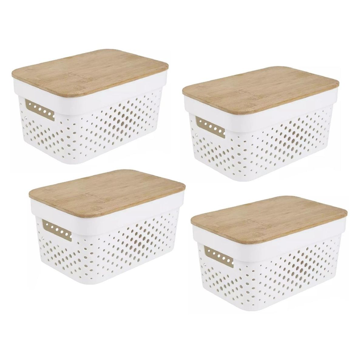 CASATUA - Cajas Organizadoras Plasticas Canastos Set CasaTua - Blanco - 4S