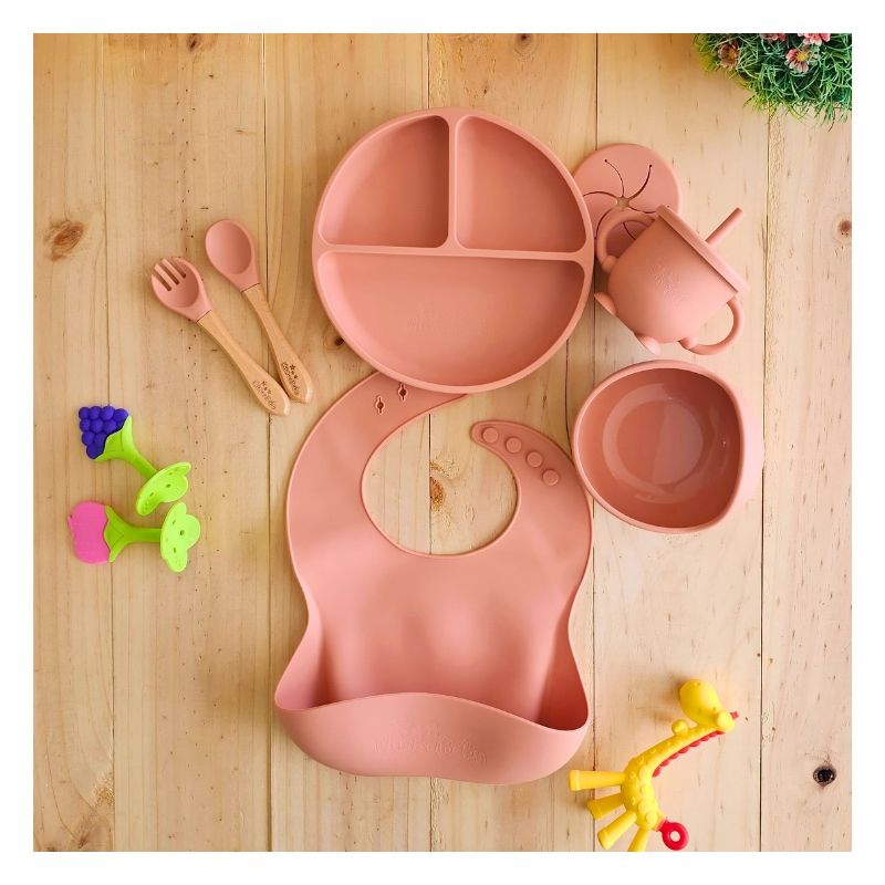 GENERICO - Set Alimentación Silicona 8 Piezas Antideslizante - Nude