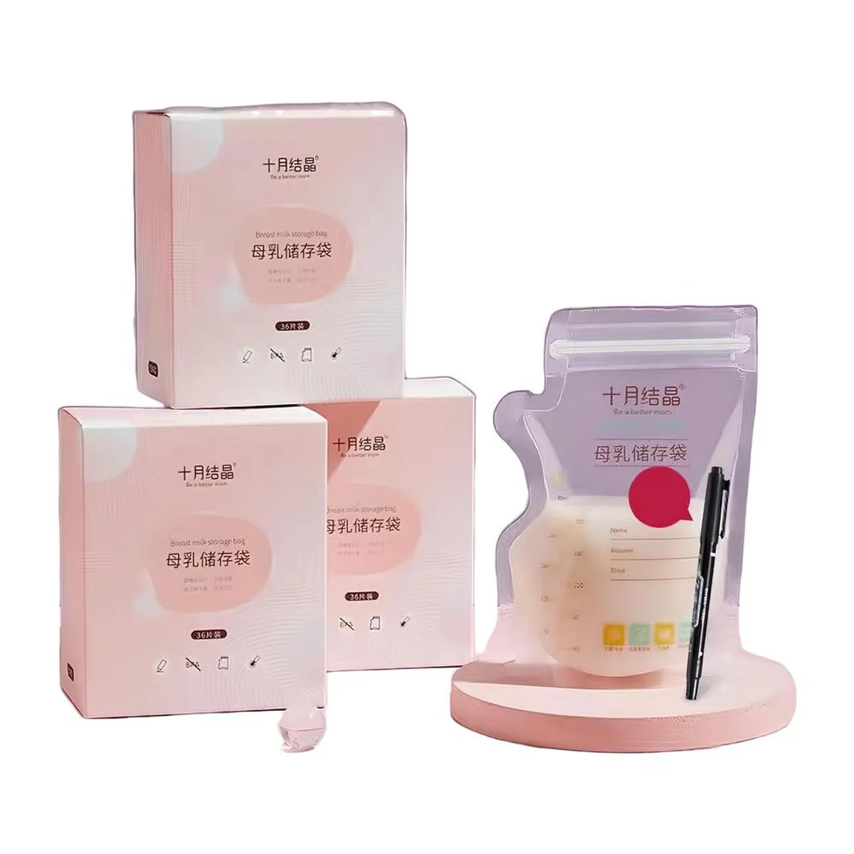 LUBABYCAS - Bolsa Para Leche Maternal 108 Unidades Y 1 Plumón Lubabycas Bebé