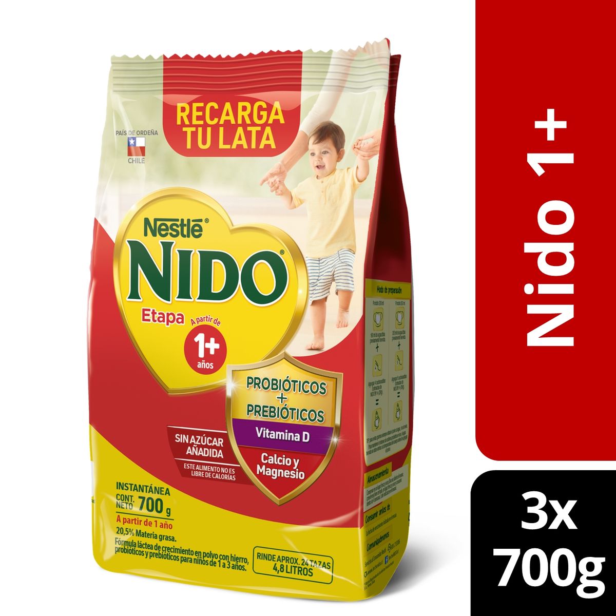 NIDO - Fórmula Láctea Nido® Etapa 1+ Bolsa 700g Pack X3