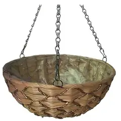 GENERICO - Macetero Colgante de Mimbre Decoración Jardin Artesanal 18cm diametro