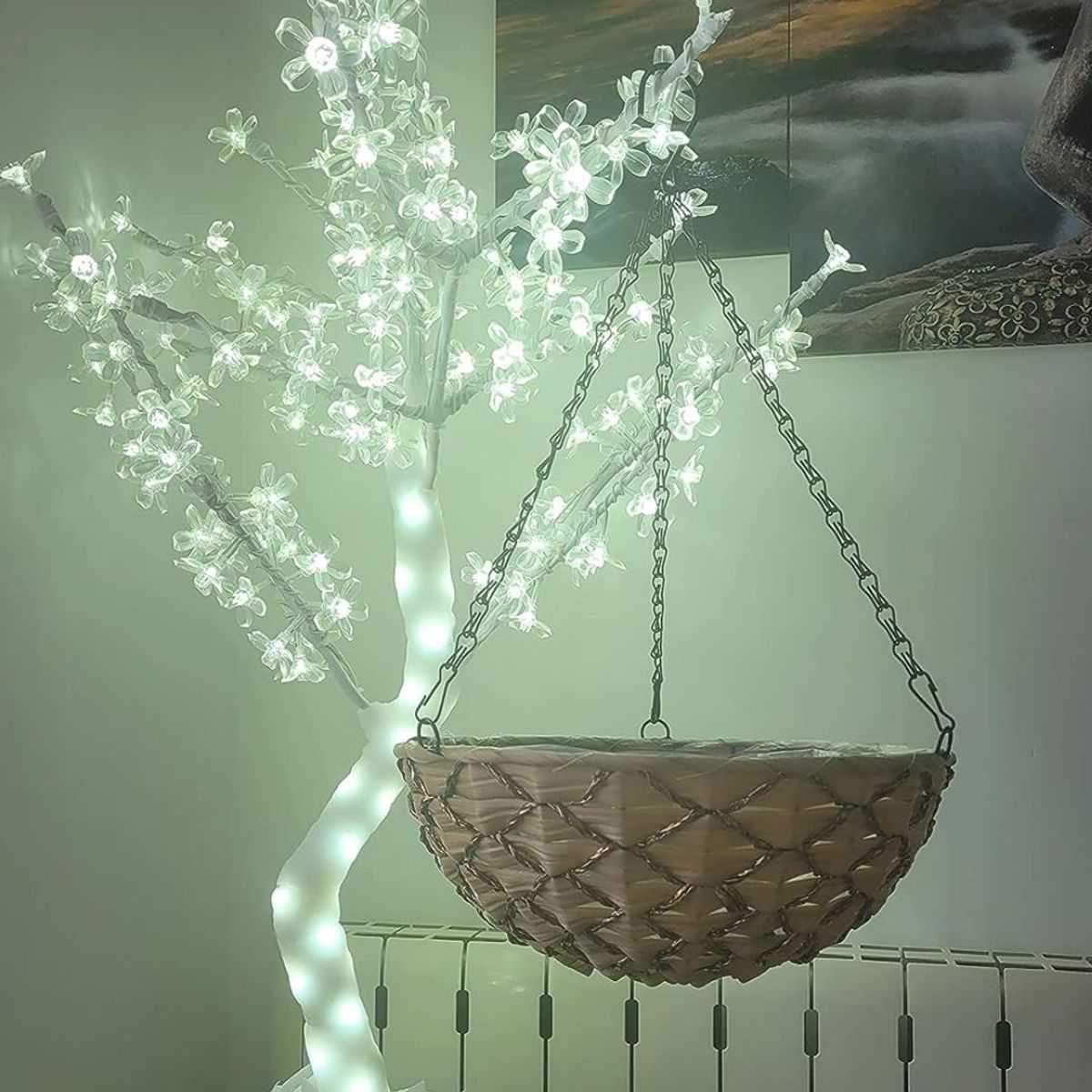 GENERICO - Macetero Colgante de Mimbre Decoración Jardin Artesanal 18cm diametro