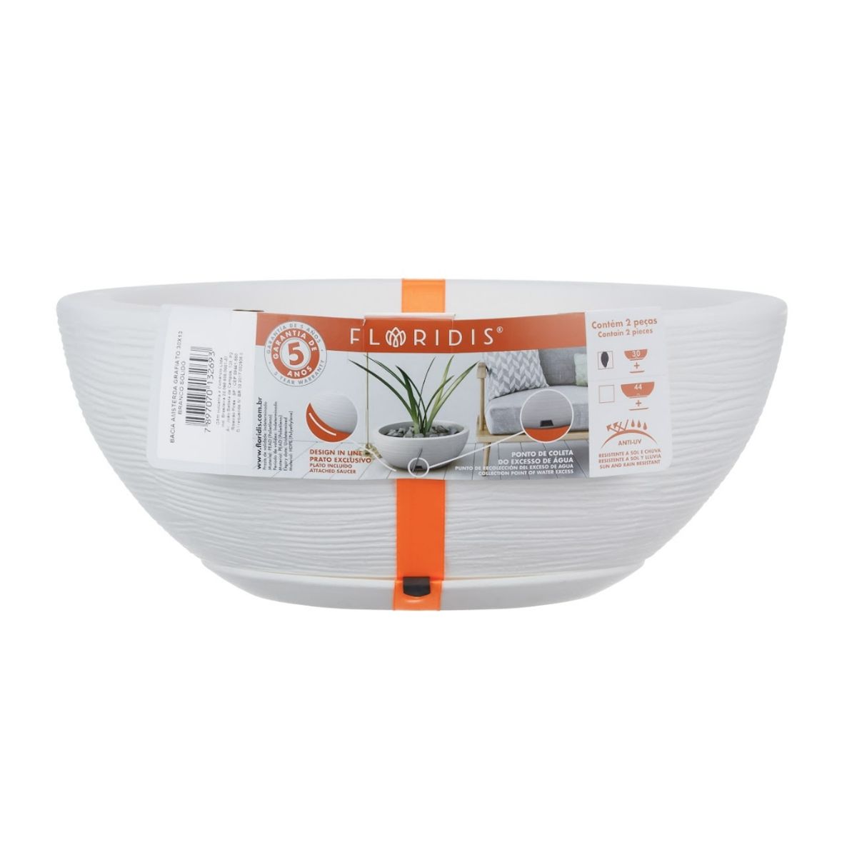 FLORIDIS - MACETERO FLORIDIS BLANCO BOWL 13CM ALTO CON PLATO