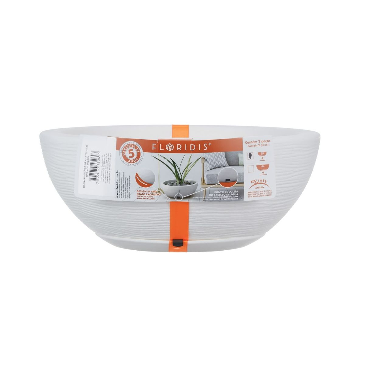 FLORIDIS - MACETERO FLORIDIS BLANCO BOWL 13CM ALTO CON PLATO