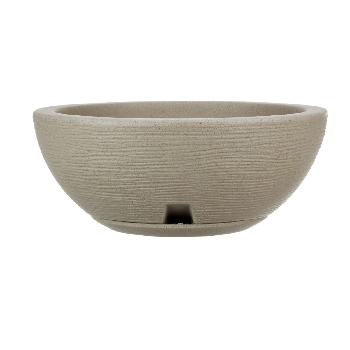 FLORIDIS - MACETERO FLORIDIS BEIGE EFECTO PIEDRA BOWL 13CM ALTO CON PLATO