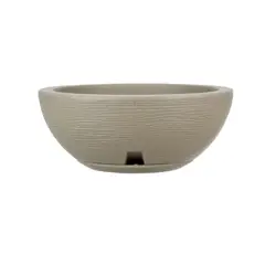 FLORIDIS - MACETERO BEIGE EFECTO PIEDRA BOWL 13CM ALTO CON PLATO