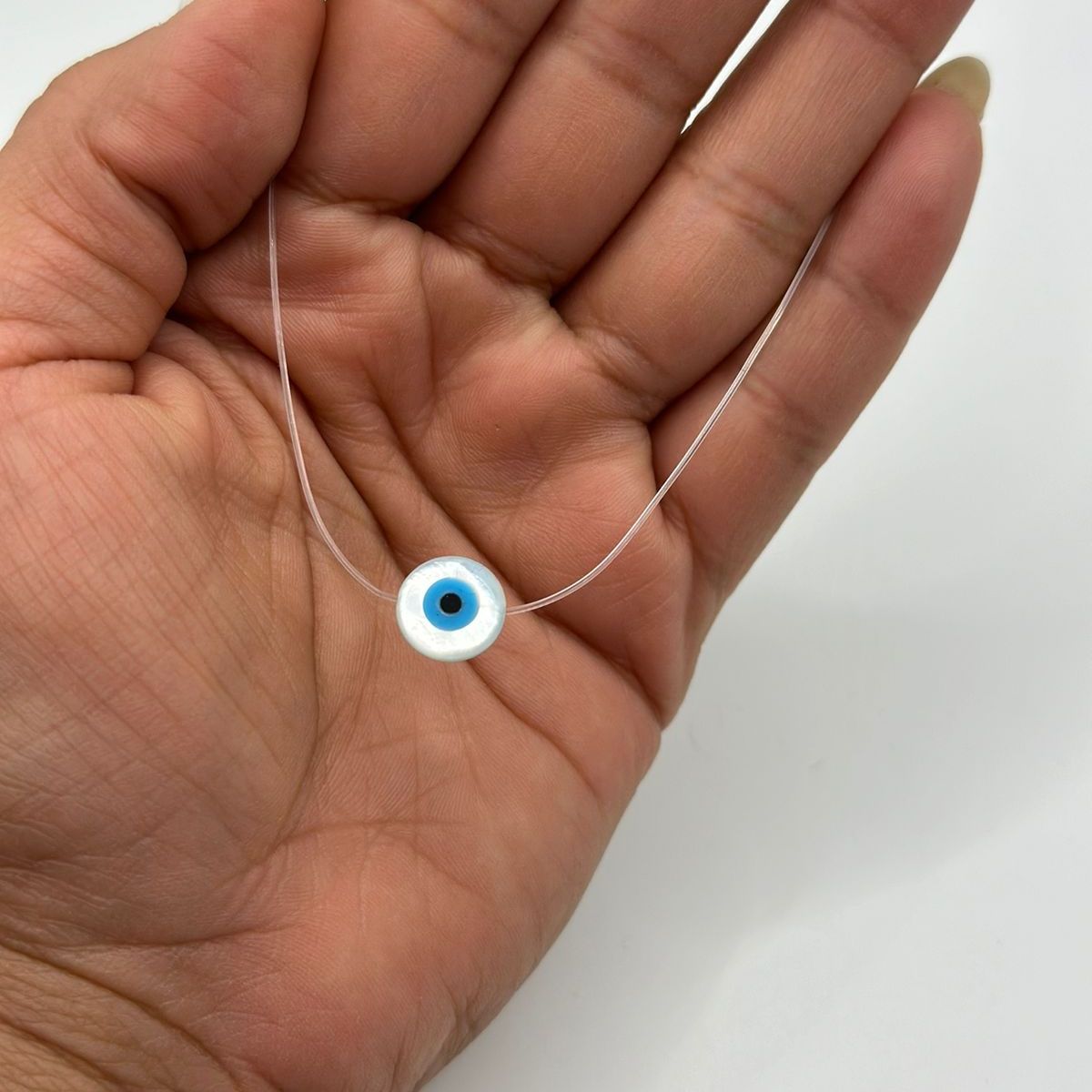 GENERICO - Collar Nylon Invisible Ojo Turco Protección Plata 925 + Caja