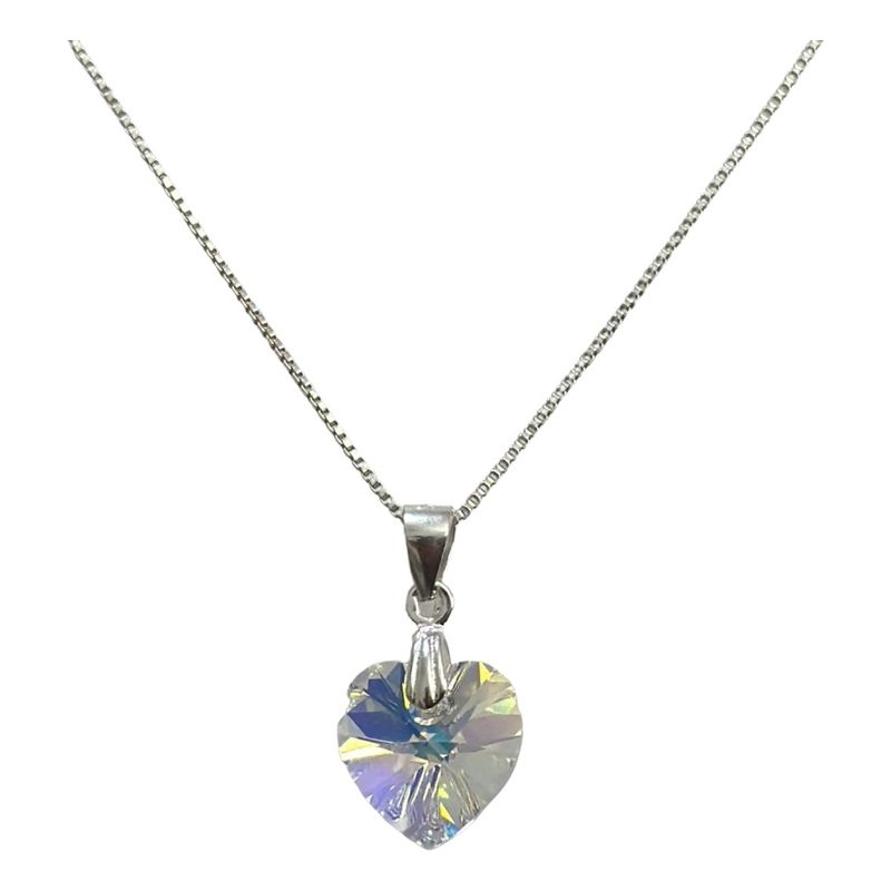 GENERICO - Collar Corazón Swarovski Cadena Veneciana Plata 925 + Caja